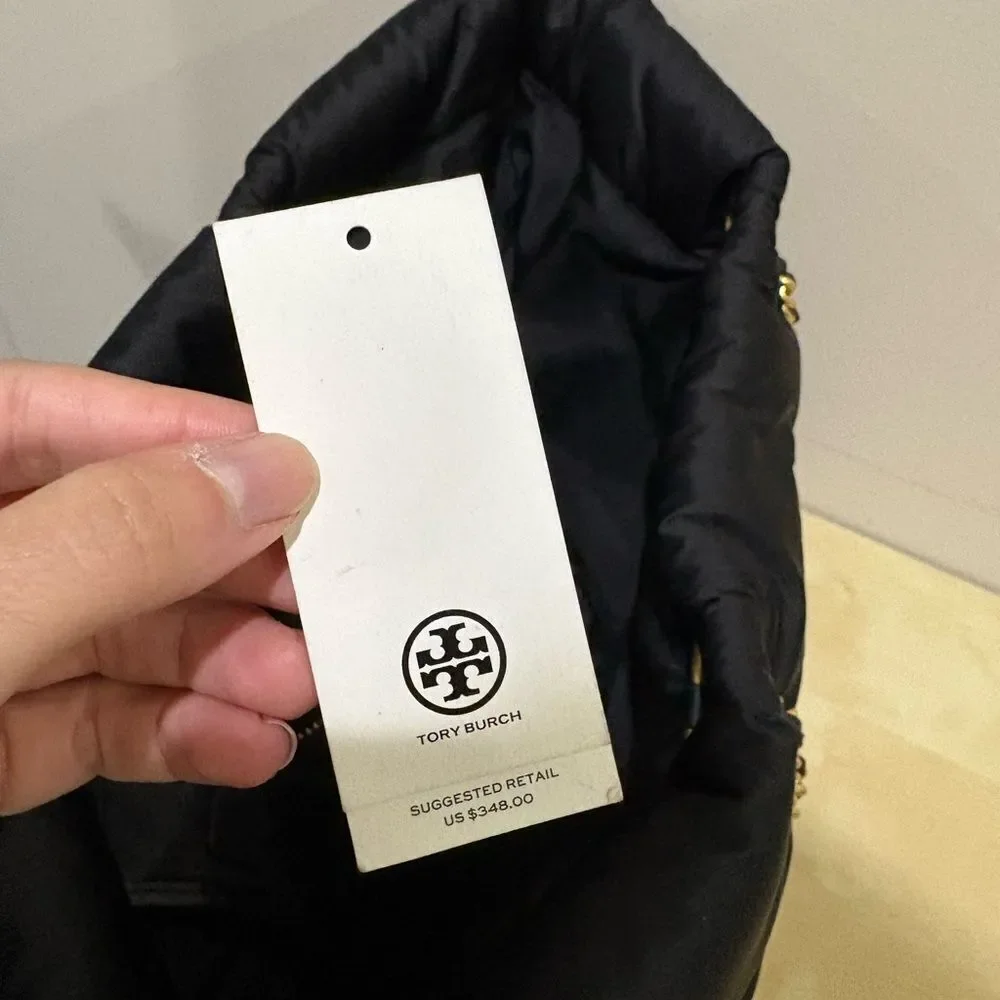 New Tory Burch ELLA PUFFY CHAIN TOTE BLACK